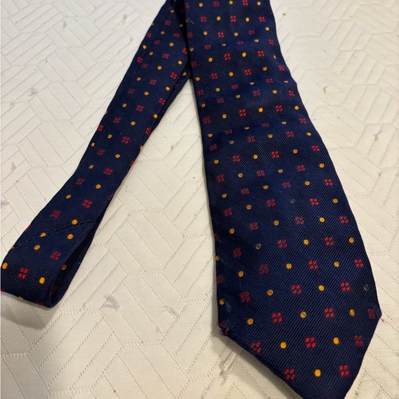 Burberry BLACK LABEL Silk Tie Blue Red Gold - Picture 1 of 5
